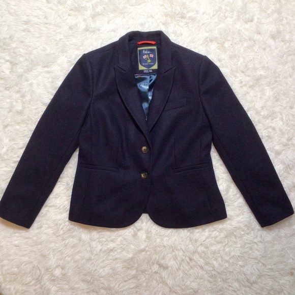 Boden Jackets & Blazers - Boden British Tweed Blazer 10P Petite Wool Navy Blue Work Career Staple Classic